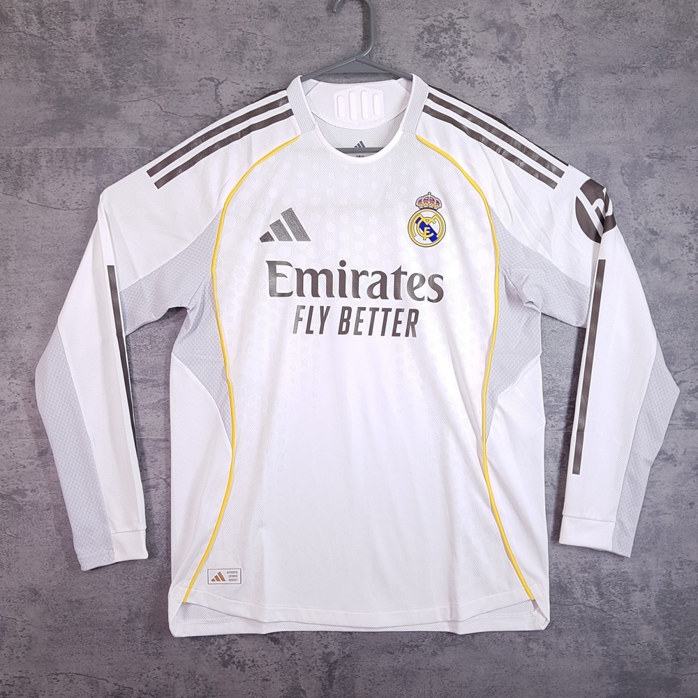 ADIDAS Real Madrid 25/26 Long Sleeve Home Authentic Jersey Mens LARGE JN8866